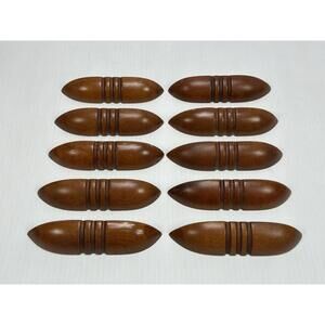 Antique 10 Matching Wood Drawer Pulls Handle Waterfall Dresser Art Deco‎